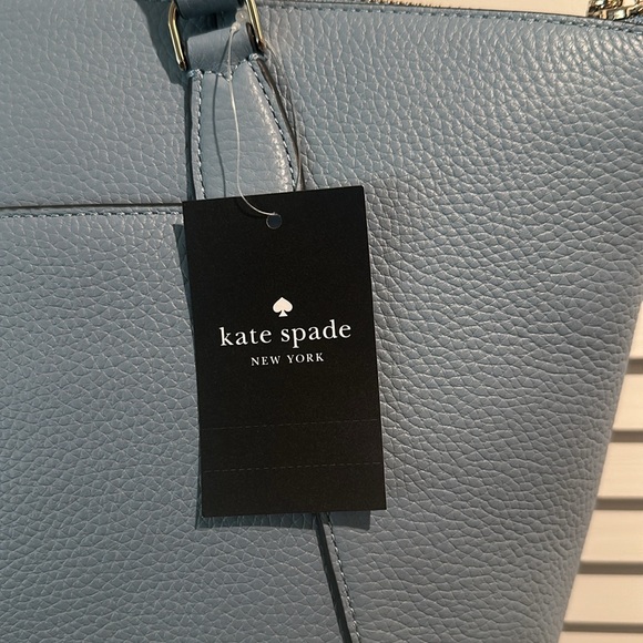NWT Kate Spade Pebble Leather Baby Blue Tote Bag with Silvertone hardware. - Picture 6 of 11